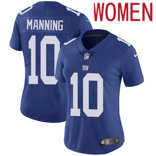 Women New York Giants #10 Eli Manning Nike Blue Vapor Limited NFL Jersey